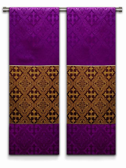Bramante The Francis Classic Cross Purple & Brocade Burgundy Altar Scarves