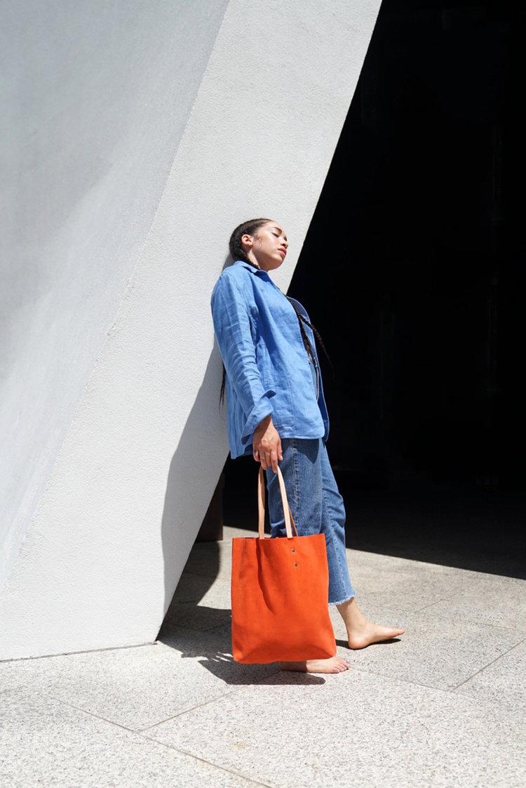 Branco Lisboa Tote Orange Suede