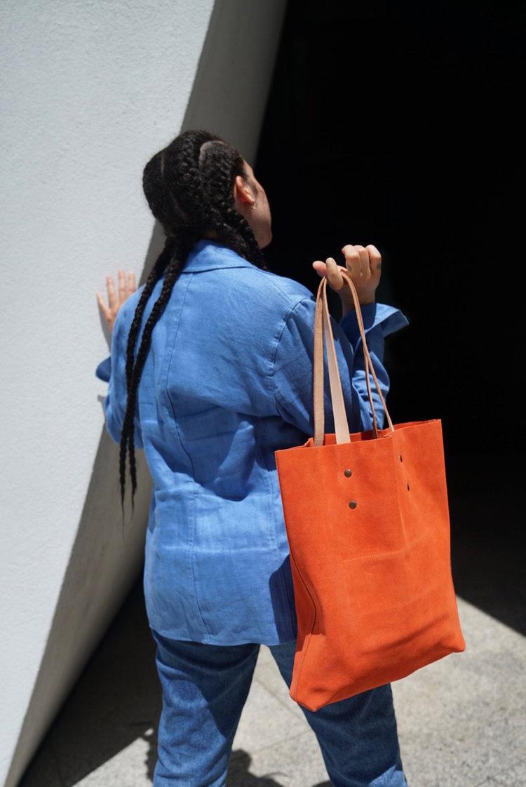 Branco Lisboa Tote Orange Suede