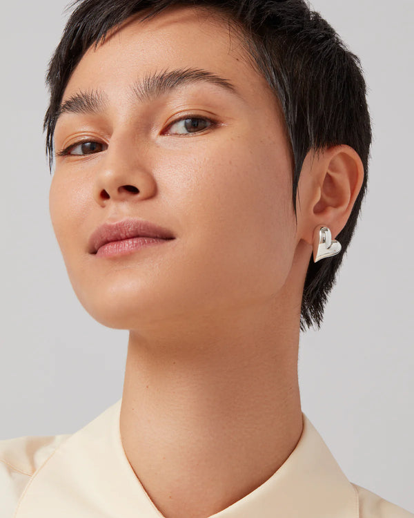 Brando Art Heart Button Earrings | Silver