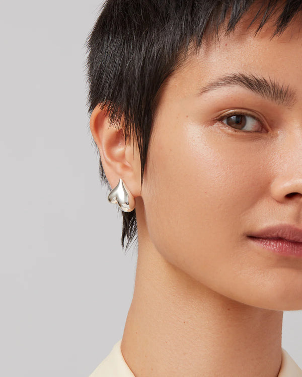 Brando Art Heart Button Earrings | Silver