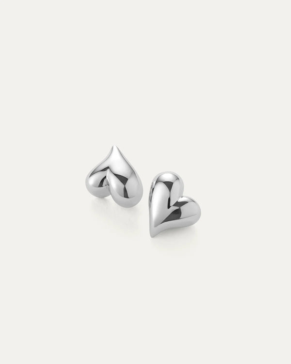 brando Art heart button earrings | Silver