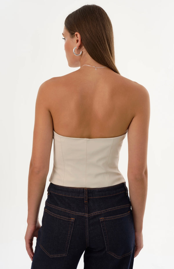 Brando Giada Faux Leather Strapless Top