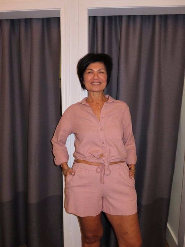 brando Leo linen shirt | dusty rose