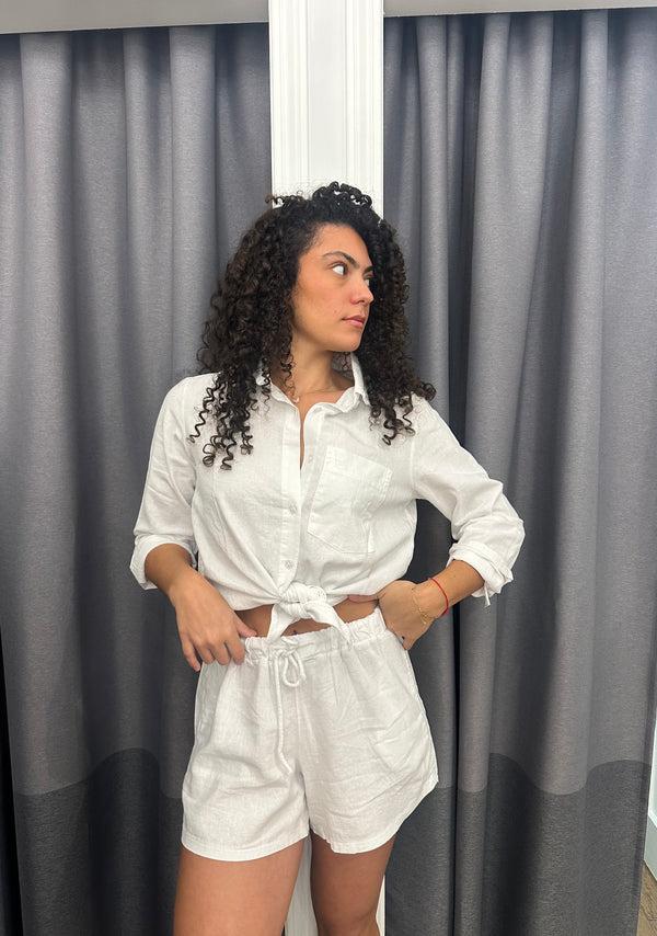 brando Leo linen shirt | white