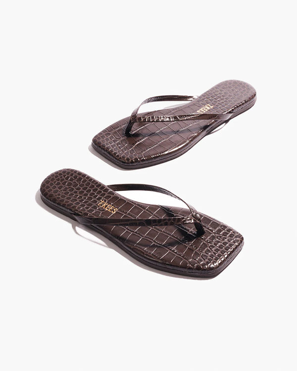 Brando Square Toe Lily Sandals | Carob Croc