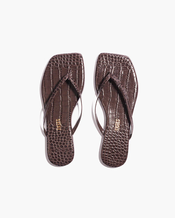 brando Square Toe Lily Sandals | Carob Croc