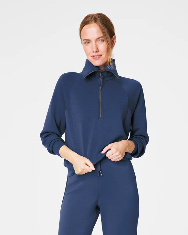 brando Spanx Air Essential Quarter Zip | Faded indigo