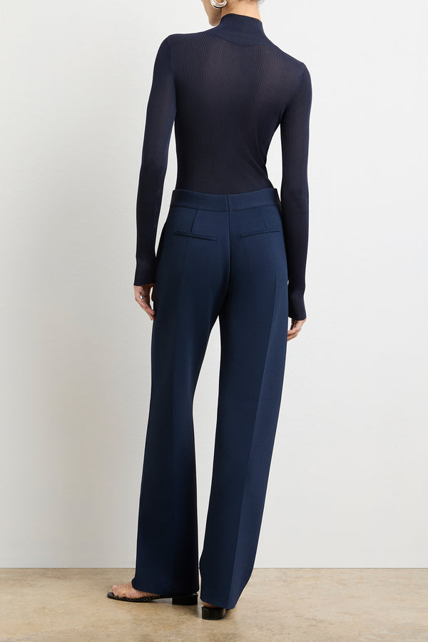 Brandon Maxwell The Cecily Knit Trouser In Navy