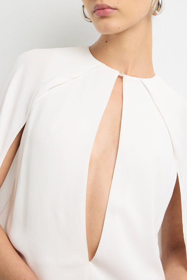 Brandon Maxwell The Edith Mini Cape Dress In White