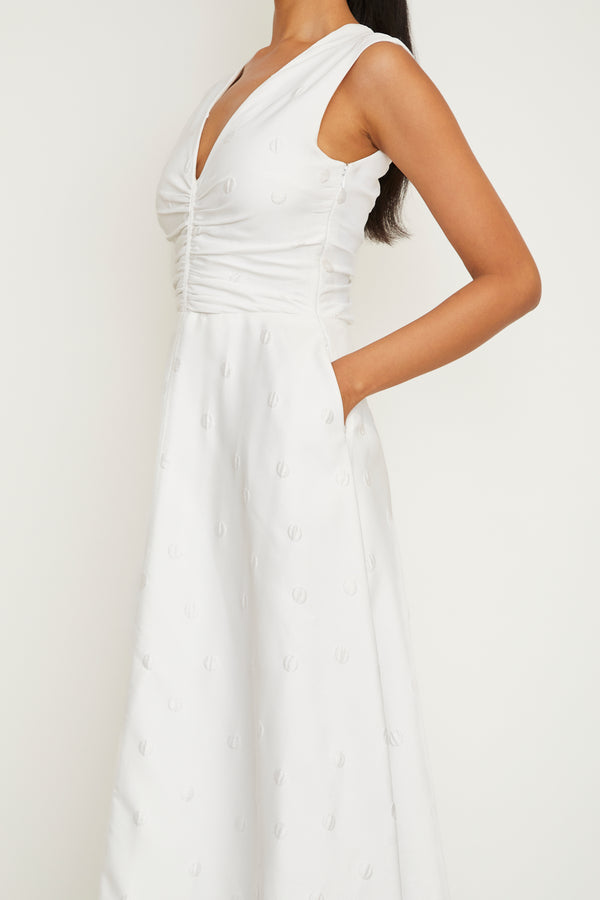 Brandon Maxwell The Eliza Dress In White Polka Dot