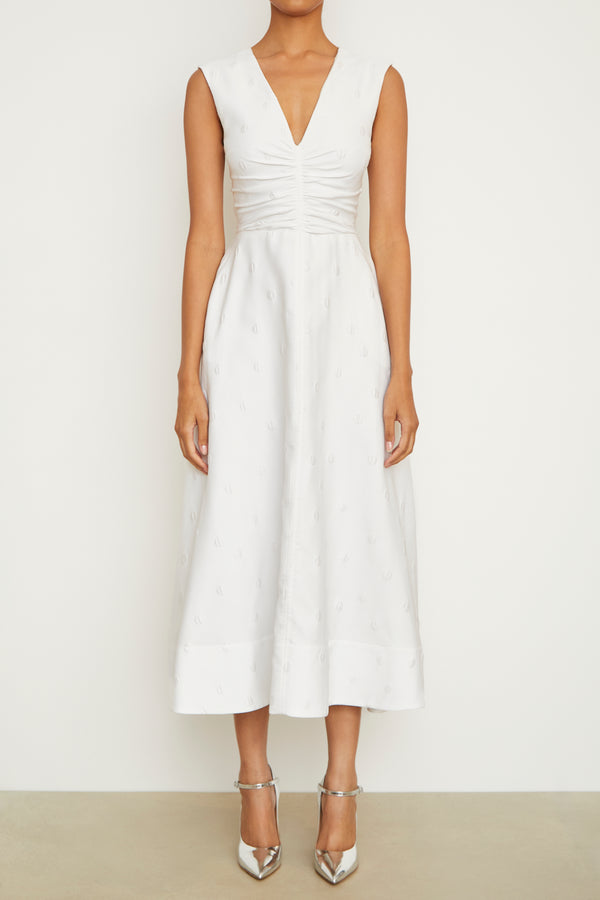 Brandon Maxwell The Eliza Dress In White Polka Dot