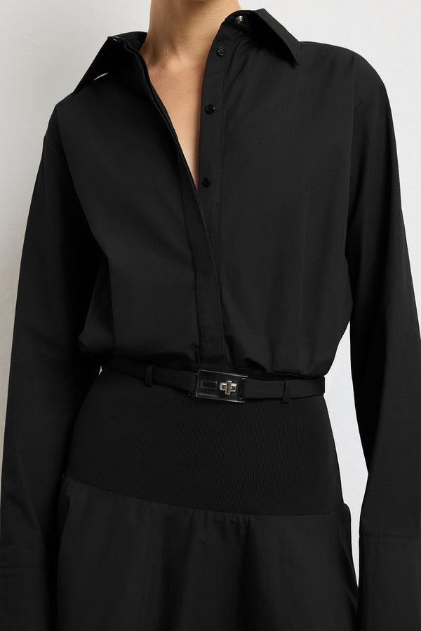 Brandon Maxwell The Irene Mini Shirtdress In Black