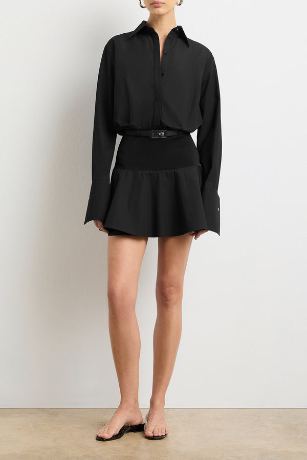 brandon maxwell The Irene Mini Shirtdress in Black