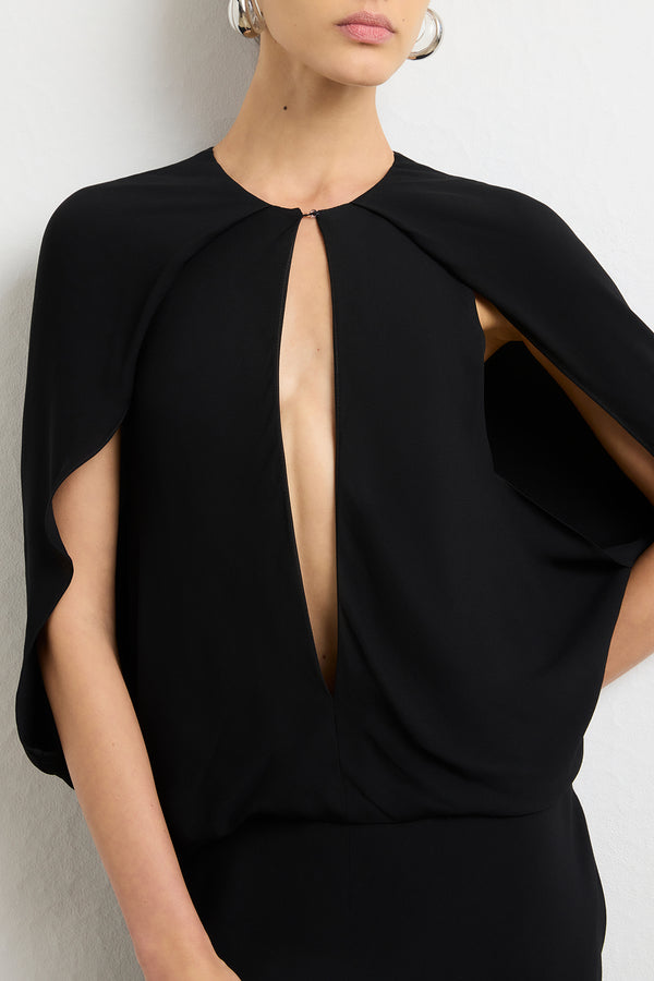 Brandon Maxwell The Jillian Cape Dress In Black