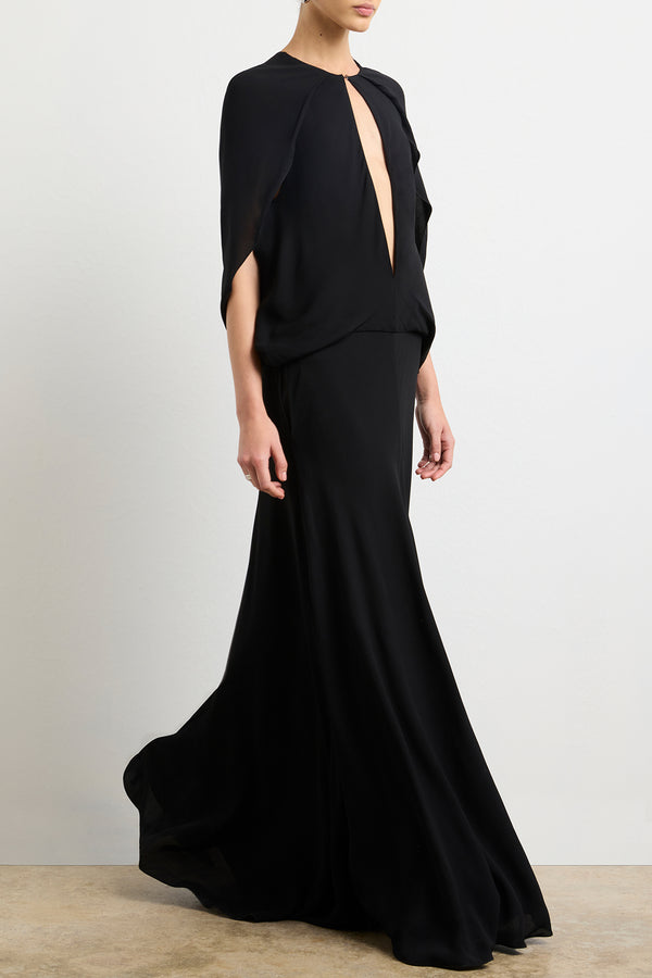Brandon Maxwell The Jillian Cape Dress In Black
