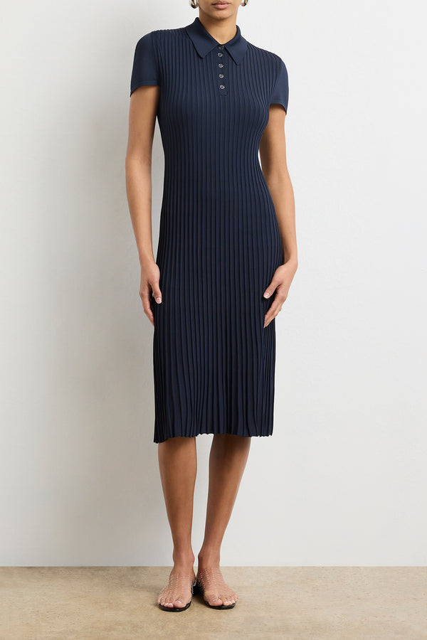 brandon maxwell The Joyce Midi Polo Dress in Navy