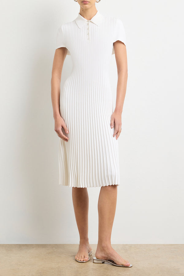Brandon Maxwell The Joyce Midi Polo Dress In White