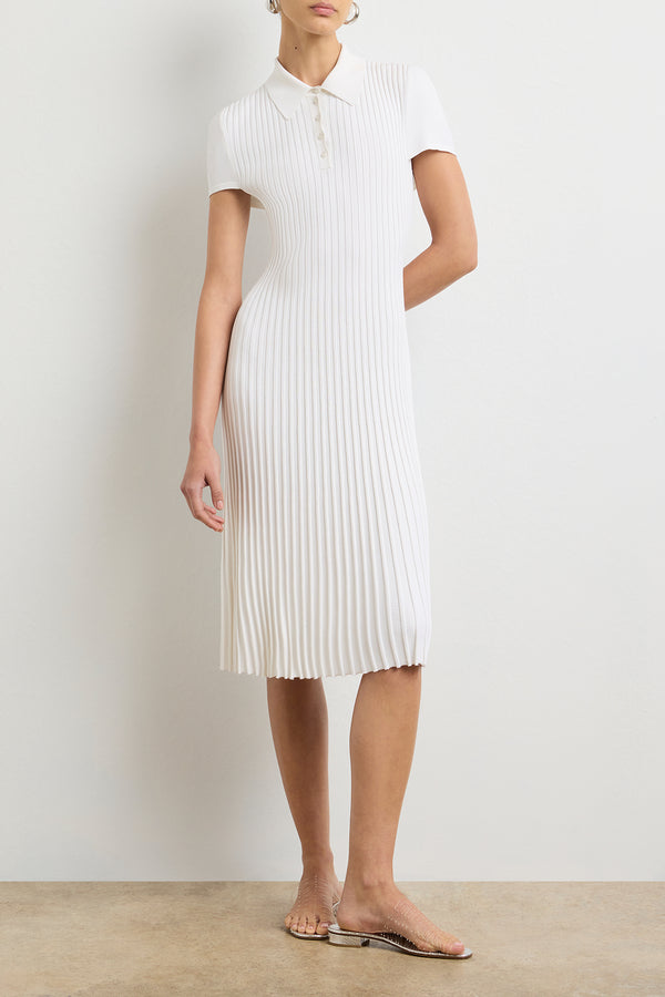 brandon maxwell The Joyce Midi Polo Dress in White