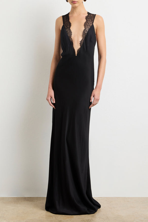 brandon maxwell The Malone Slip Gown in Black