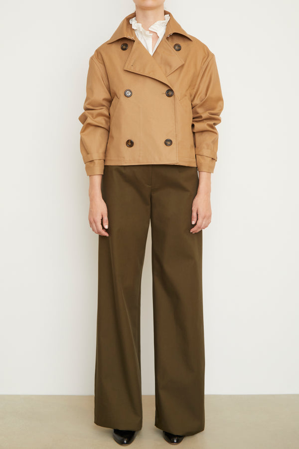 Brandon Maxwell The Vivienne Cropped Trench In Tan