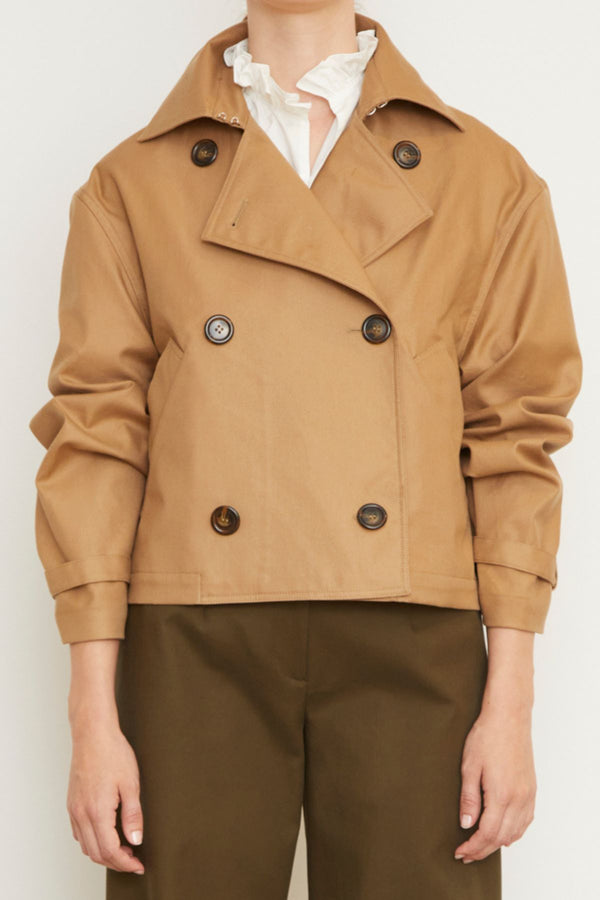 brandon maxwell The Vivienne Cropped Trench in Tan