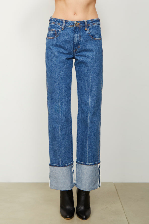 Brandon Maxwell The Alexa Cuffed Denim In American Blue