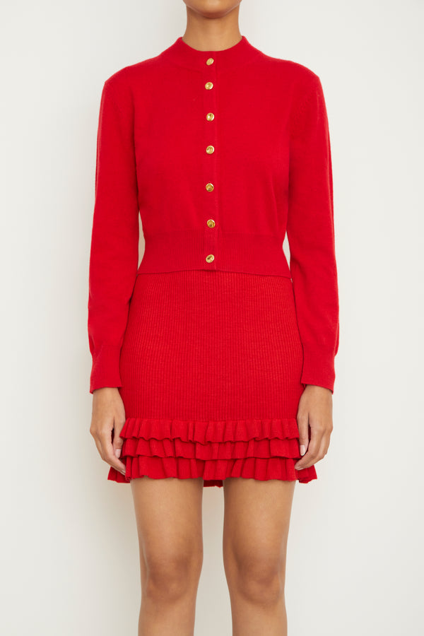 Brandon Maxwell The Aubrey Cashmere Cardigan In Red