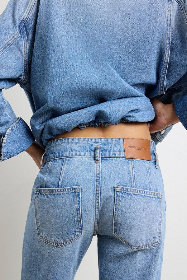 Brandon Maxwell The Belted Alexa Cuffed Denim In Vintage Wash