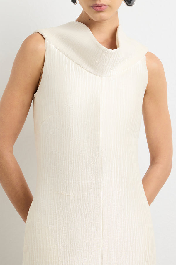 Brandon Maxwell The Blair Sheath Dress In Pearl Sponge Silk