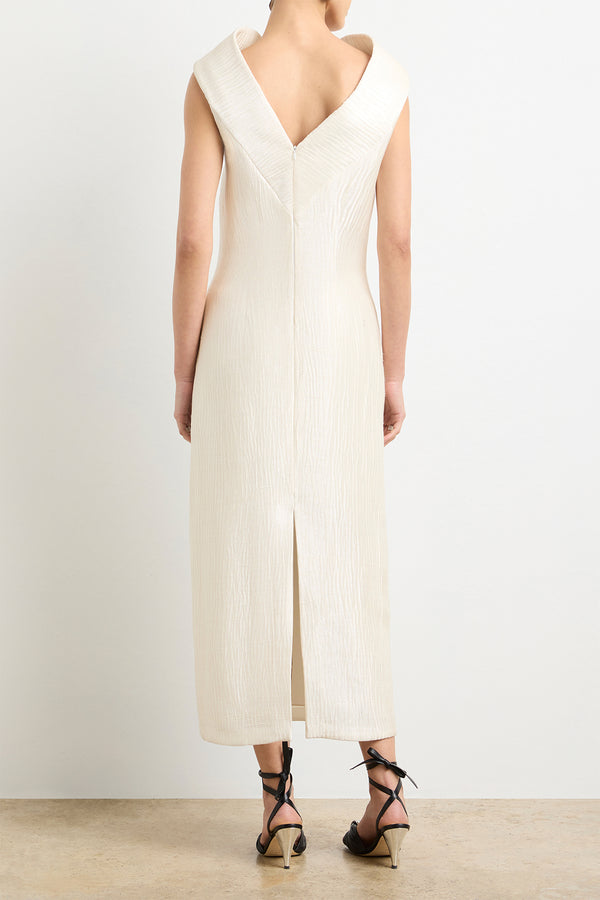 Brandon Maxwell The Blair Sheath Dress In Pearl Sponge Silk