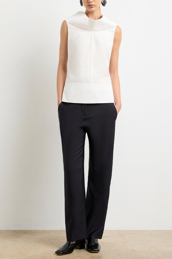 Brandon Maxwell The Bowie Top In White Cotton Poplin
