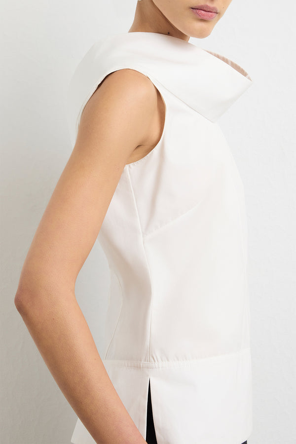 brandon maxwell The Bowie Top in White Cotton Poplin