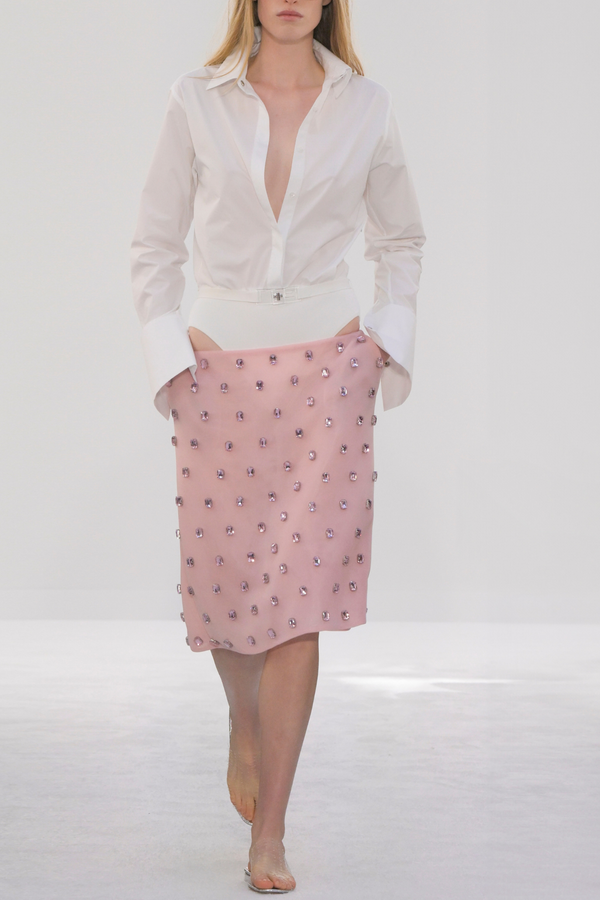 brandon maxwell The Bradshaw Cotton Shirt Bodysuit in White