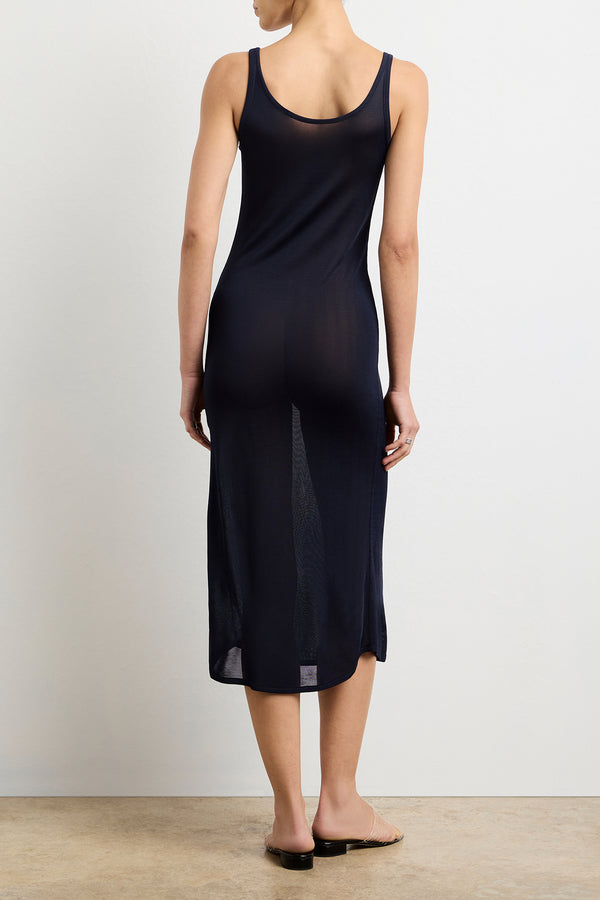 Brandon Maxwell The Catherine Henley Tank Midi Dress In Navy