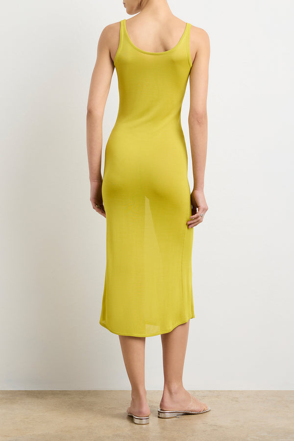 Brandon Maxwell The Catherine Henley Tank Midi Dress In Olive Oil