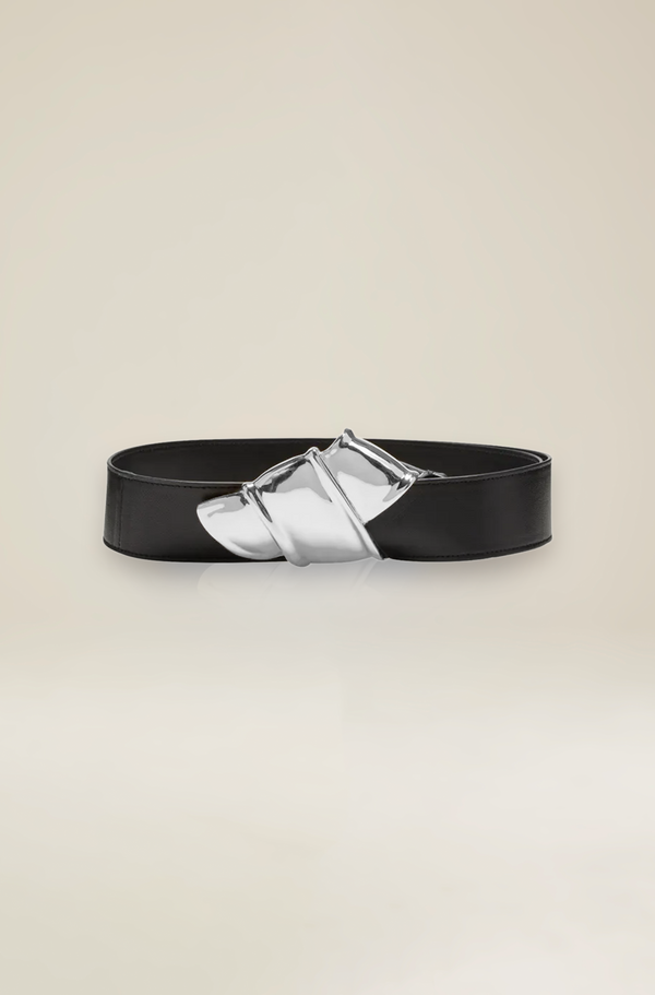 brandon maxwell The Courtney Belt in Black and Silver
