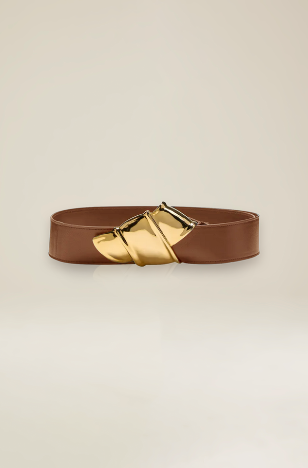 brandon maxwell The Courtney Belt in Camel and Gold