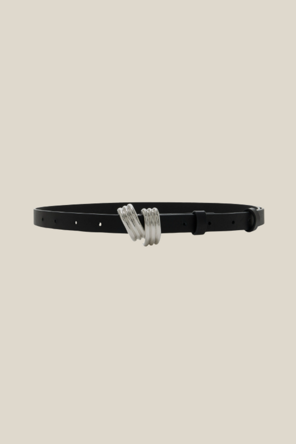 brandon maxwell The Edythe Baby Swirl Belt in Black and Silver