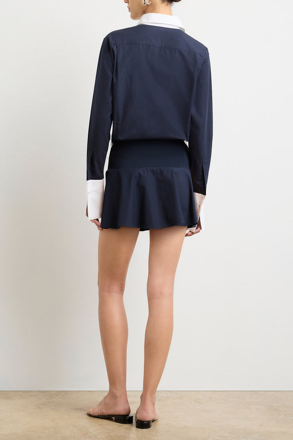 Brandon Maxwell The Exclusive Irene Mini Shirtdress In Navy And White