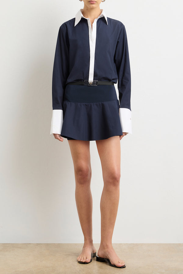brandon maxwell The Exclusive Irene Mini Shirtdress in Navy and White