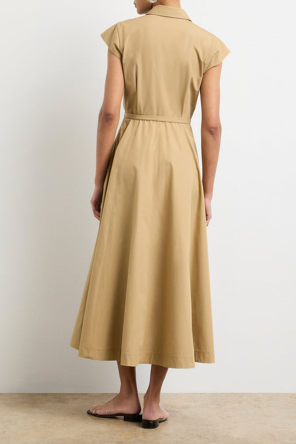Brandon Maxwell The Exclusive Jace Short Sleeve Collared Dress In Khaki