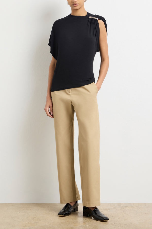 Brandon Maxwell The Faye Asymmetric Top In Black And Silver