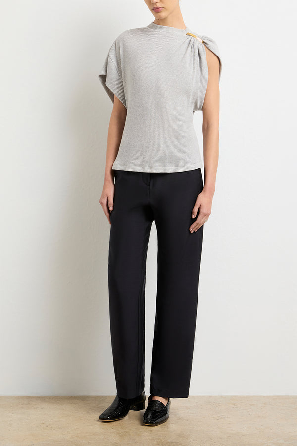 Brandon Maxwell The Faye Asymmetric Top In Heather Grey And Gold