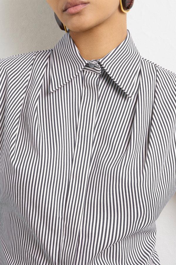 Brandon Maxwell The Gabi Top In Black And White Striped Cotton