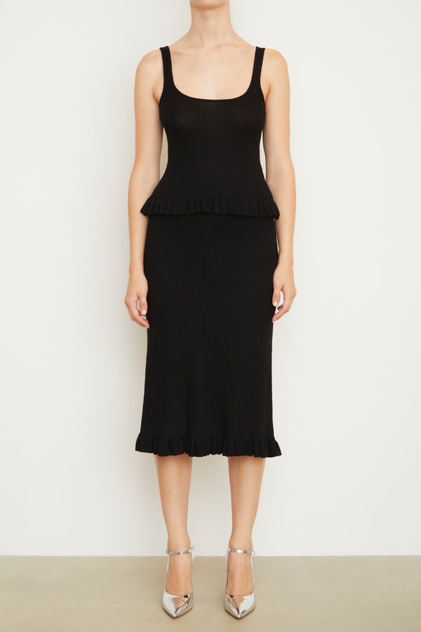 Brandon Maxwell The Grace Cashmere Midi Skirt In Black