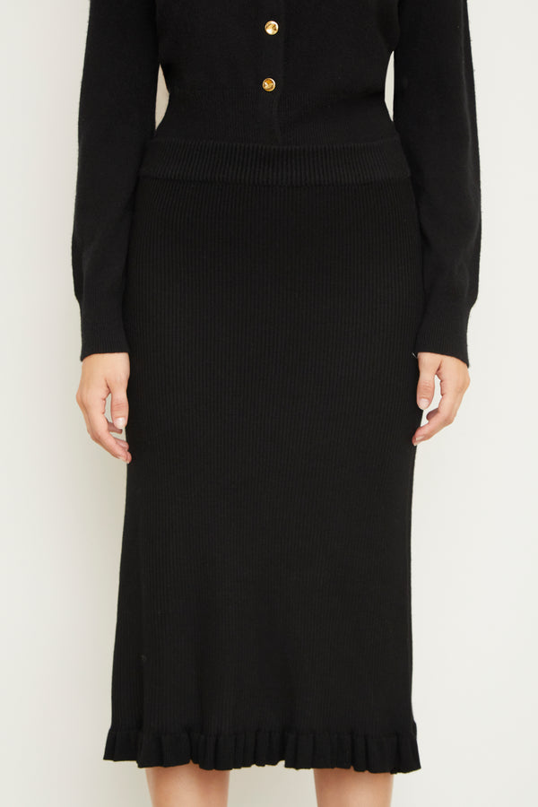 Brandon Maxwell The Grace Cashmere Midi Skirt In Black