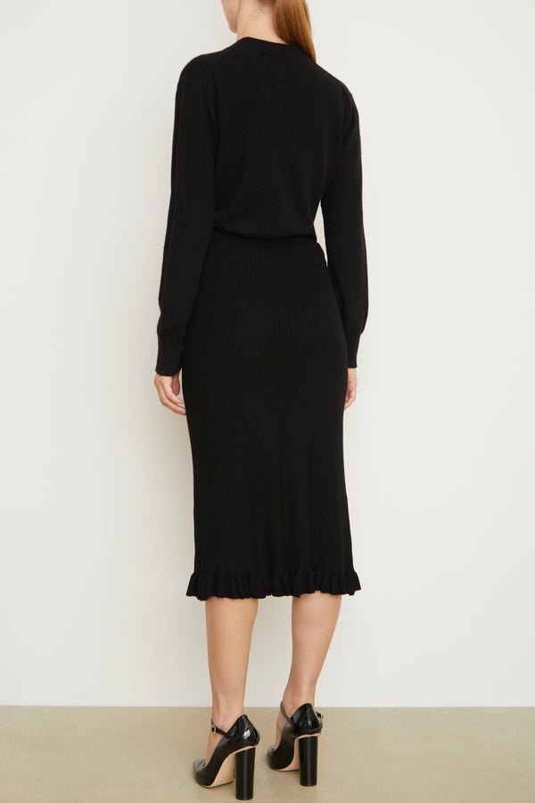 Brandon Maxwell The Grace Cashmere Midi Skirt In Black