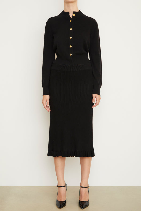 brandon maxwell The Grace Cashmere Midi Skirt in Black