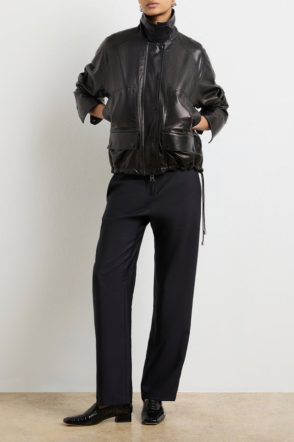 Brandon Maxwell The Harper Balloon Jacket In Black Nappa Leather